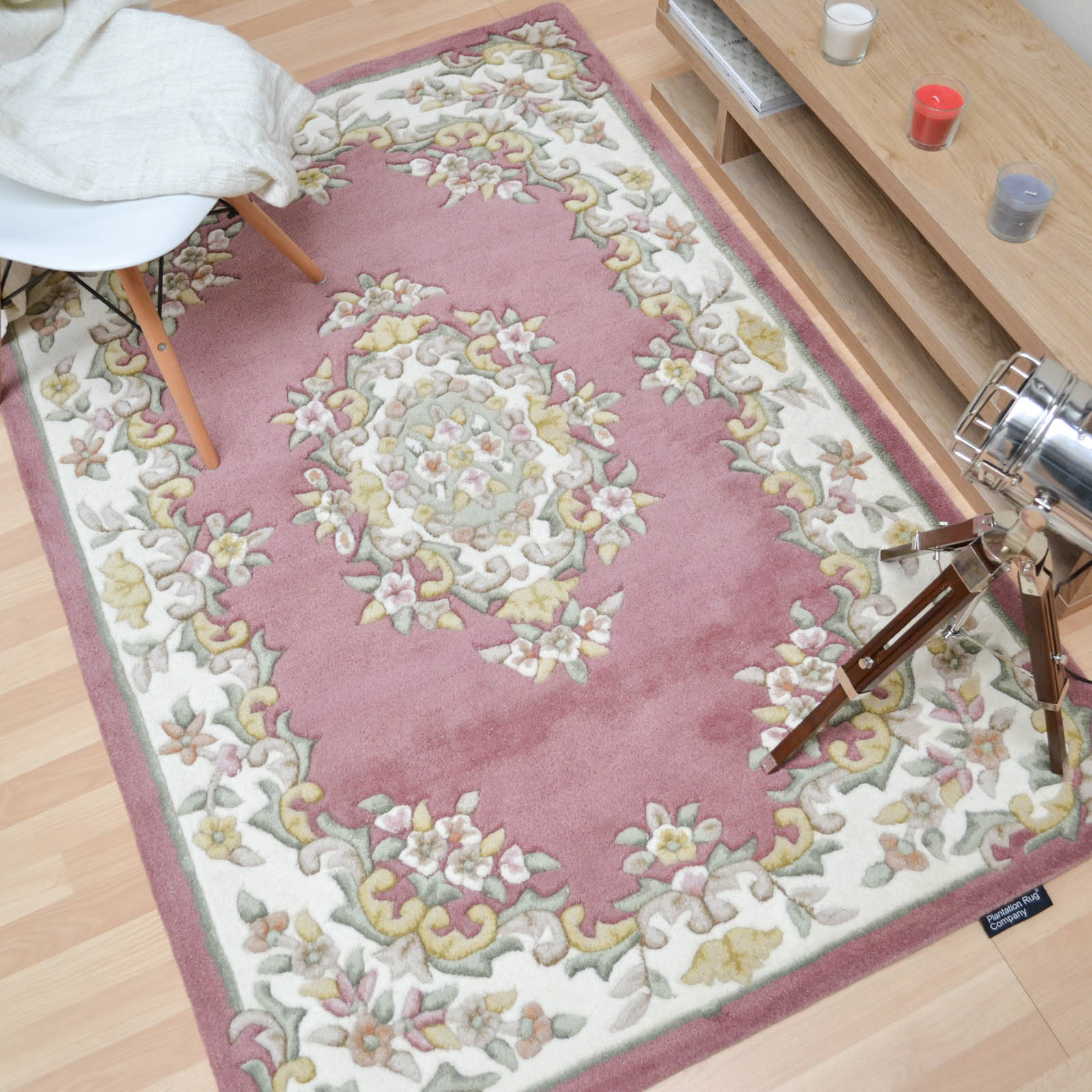 Jewel Traditional Wool Rugs in Pink Ivory Free UK Delivery The Rug